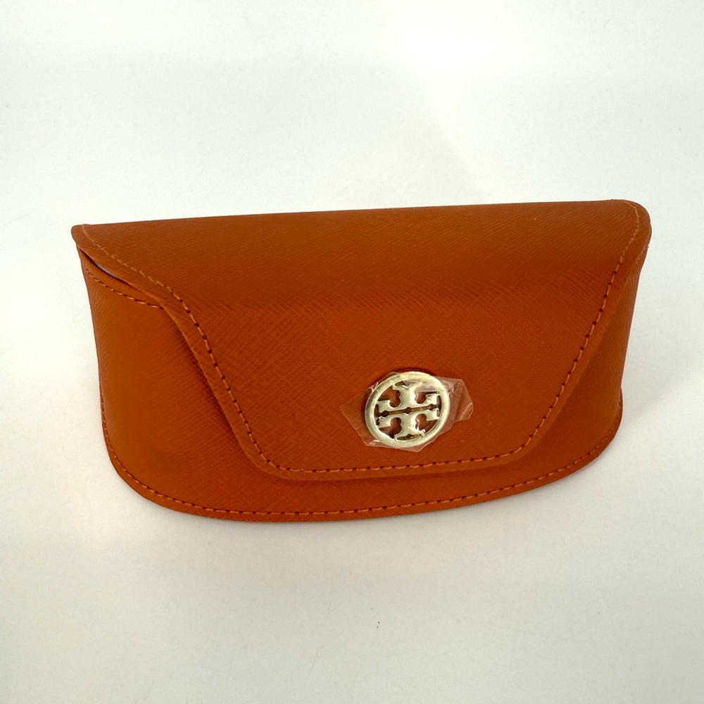 Tory Burch Orange Sunglasses Case with Gold Logo Detail
